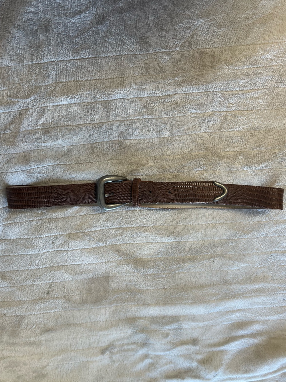 Vintage Brown Leather Belt with Silver Buckle